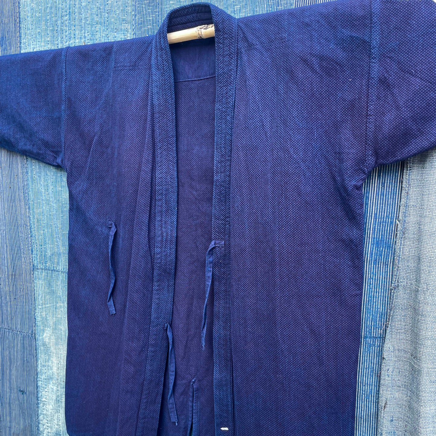 KENDOGI Indigo Jacket – Deep Aizome with White Shoulder Kanji
