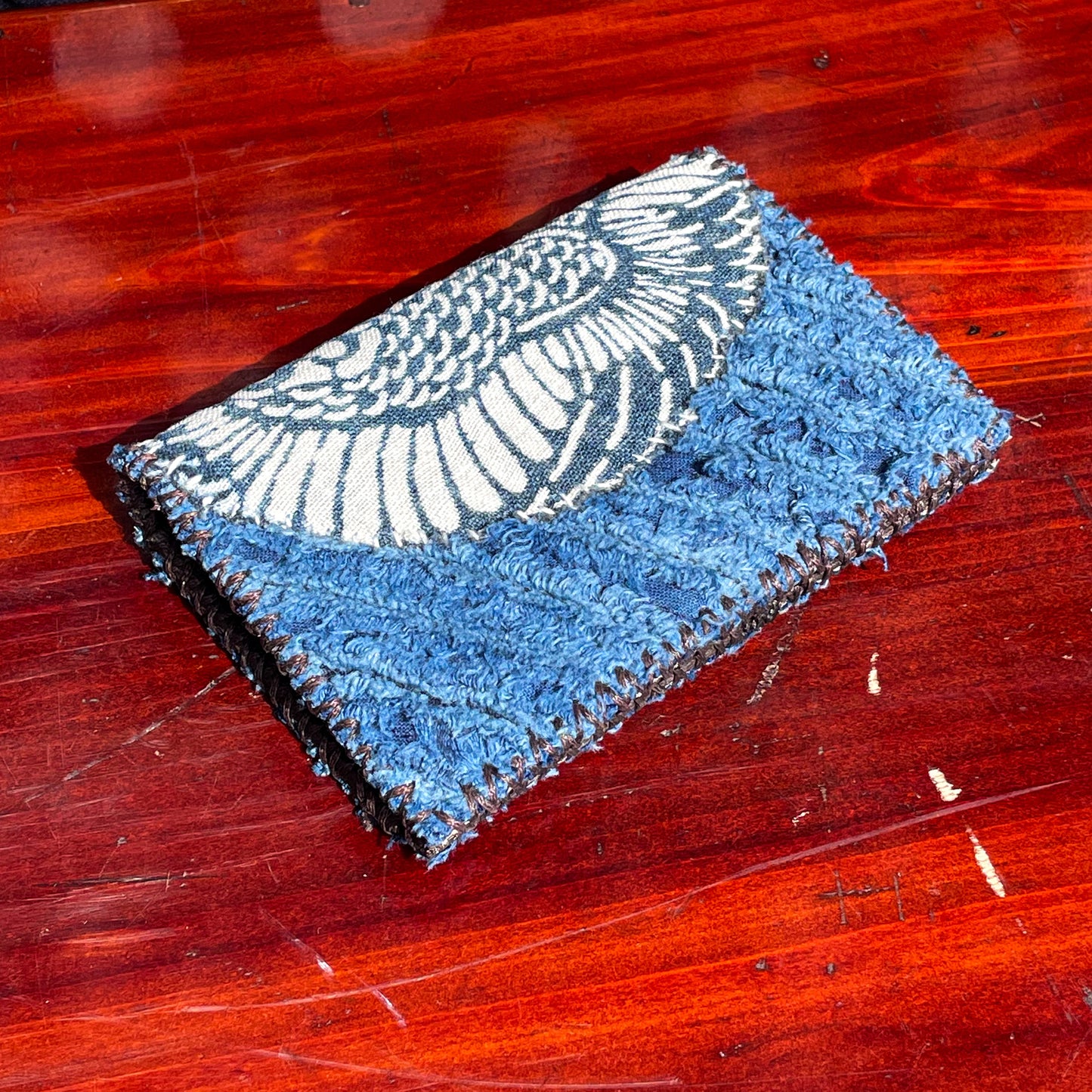 Homemade Wallet Sashiko Katazome Indigo Fabric