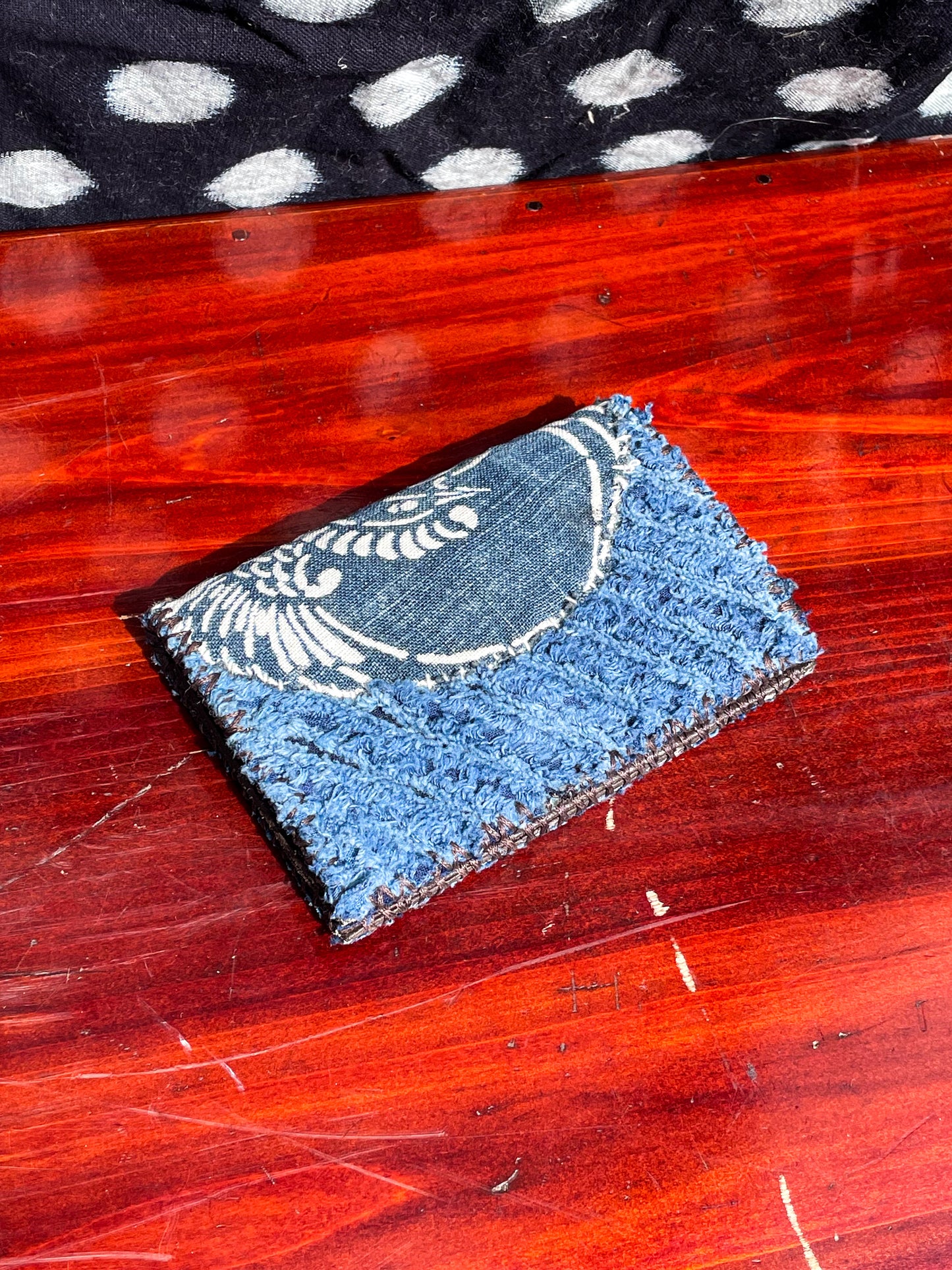 Homemade Wallet Sashiko Katazome Indigo Fabric