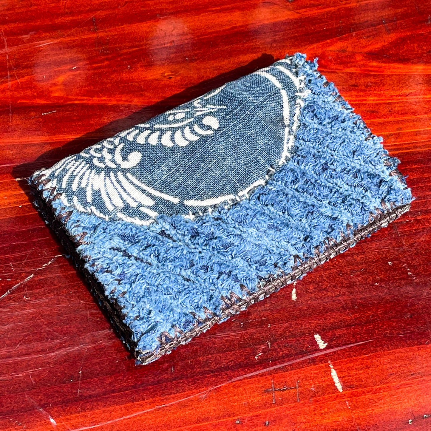 Homemade Wallet Sashiko Katazome Indigo Fabric