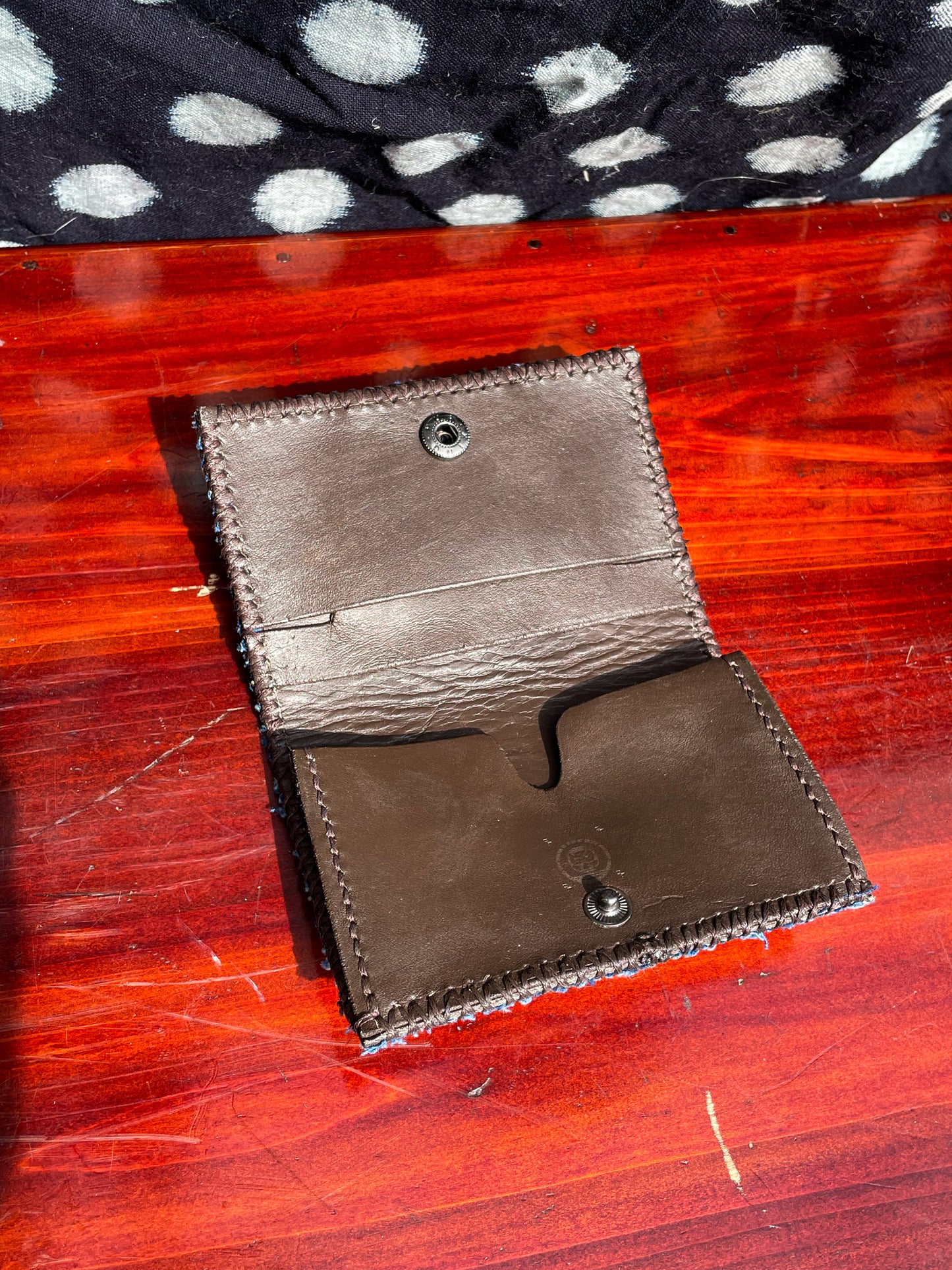 Homemade Wallet Sashiko Katazome Indigo Fabric