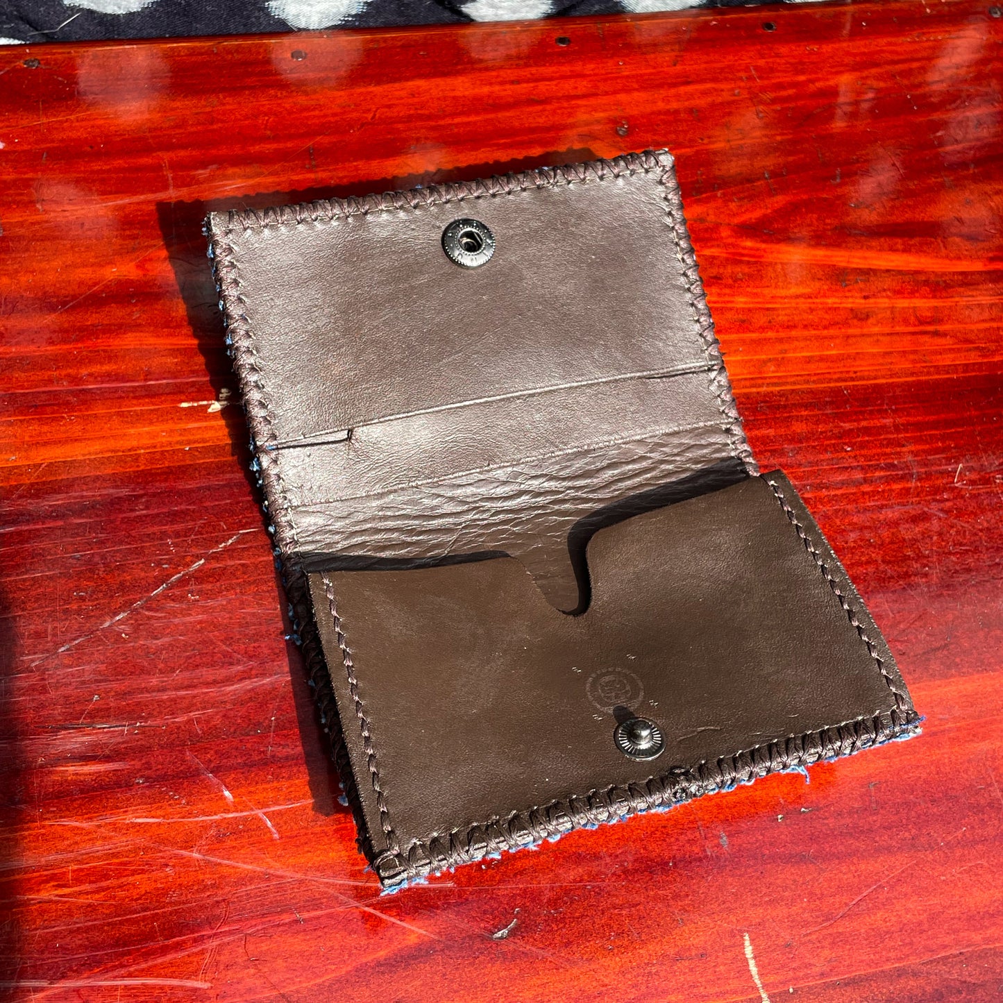 Homemade Wallet Sashiko Katazome Indigo Fabric