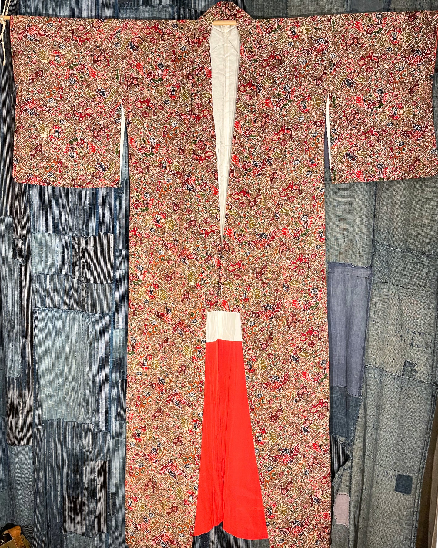 Woman's Kimono - Birds & Deer in Lattice