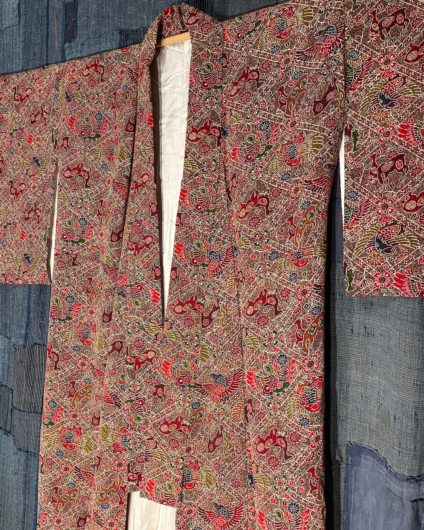 Woman's Kimono - Birds & Deer in Lattice