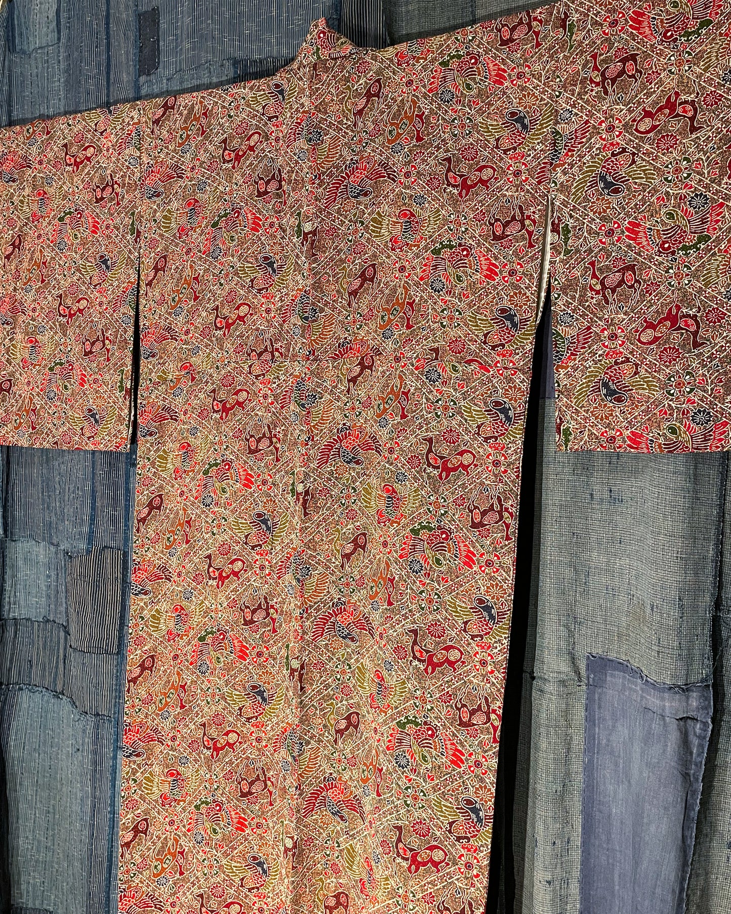 Woman's Kimono - Birds & Deer in Lattice