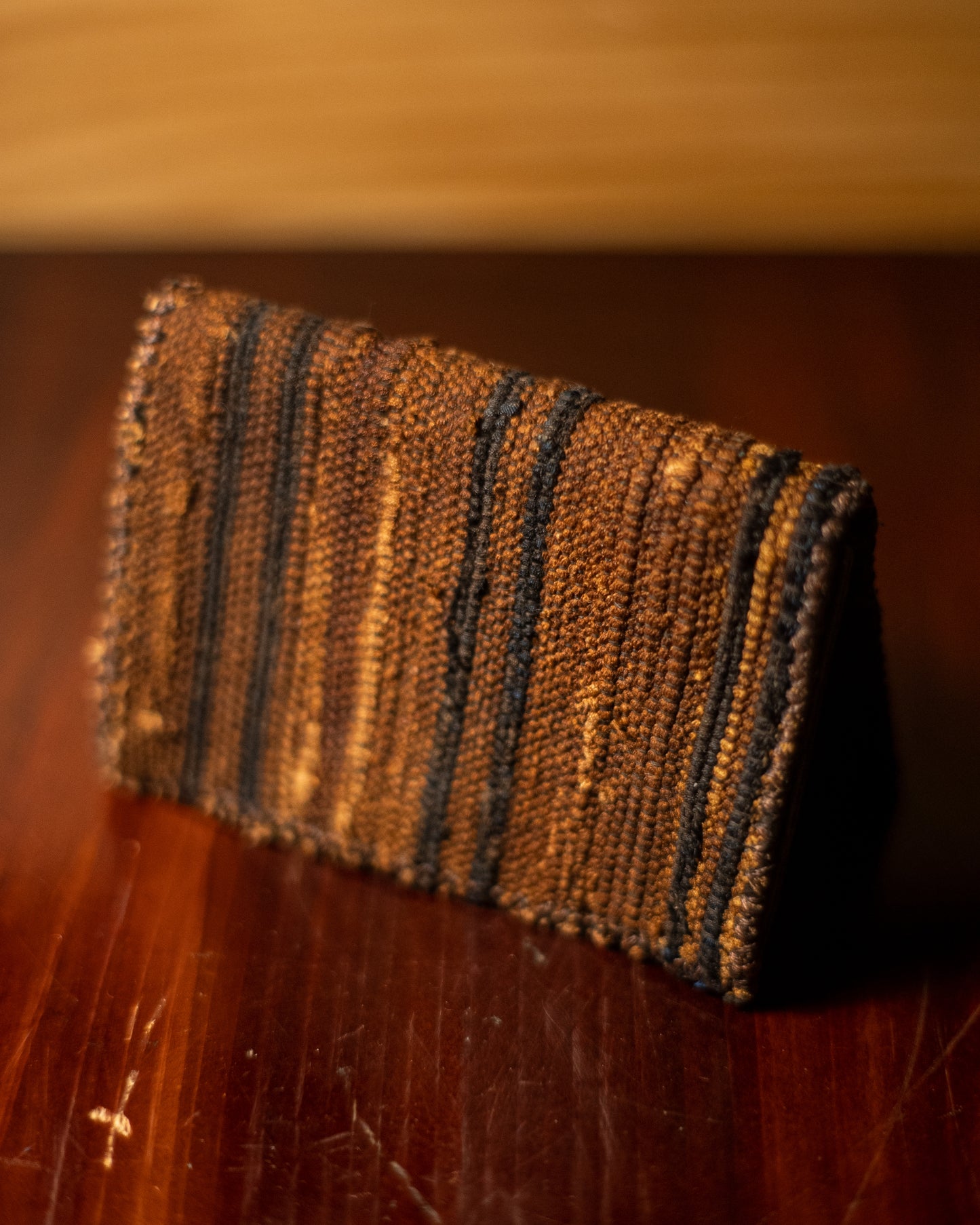 Wallet - Japanese Antique Fabric - Shoulong Yam Dyed Striped Pattern