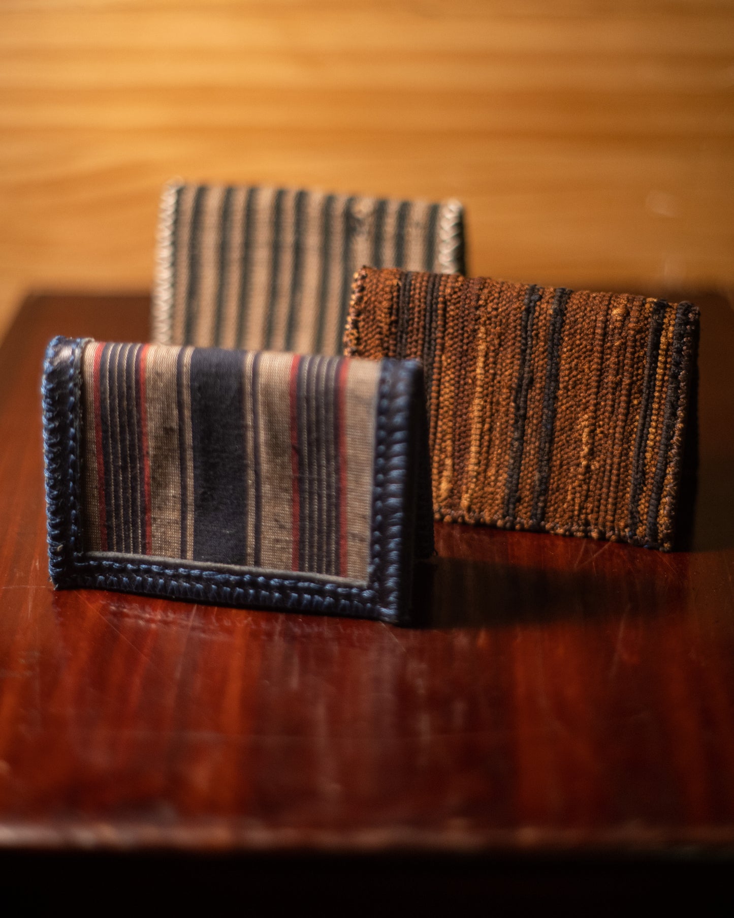 Wallet - Japanese Antique Fabric - Shoulong Yam Dyed Striped Pattern