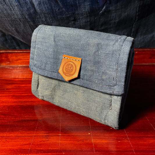 Daruma Furugi Fabric Wallet - Japanese light indigo fabric
